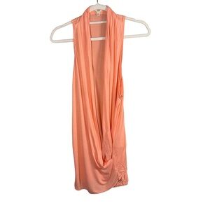 Wilfred Coral Peach Sleeveless Draped Tunic Size L Summer Minimalist Waterfall